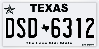 TX license plate DSD6312