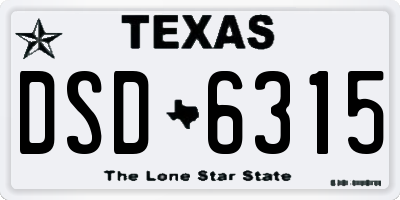 TX license plate DSD6315
