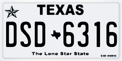 TX license plate DSD6316