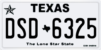 TX license plate DSD6325