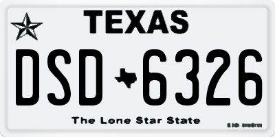 TX license plate DSD6326