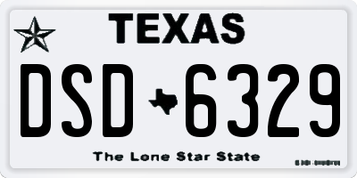 TX license plate DSD6329