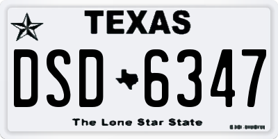 TX license plate DSD6347