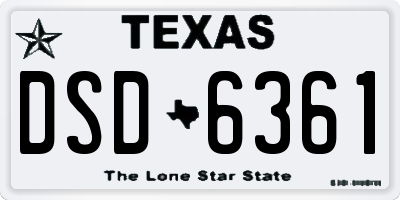 TX license plate DSD6361