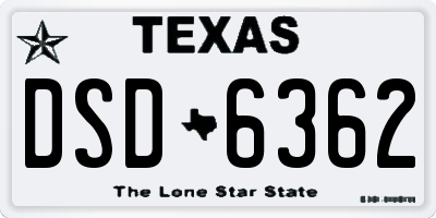 TX license plate DSD6362