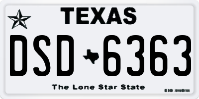 TX license plate DSD6363
