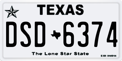 TX license plate DSD6374