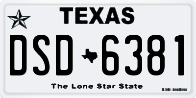 TX license plate DSD6381