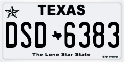 TX license plate DSD6383