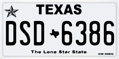 TX license plate DSD6386