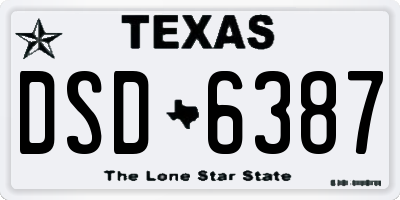 TX license plate DSD6387