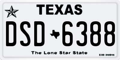 TX license plate DSD6388