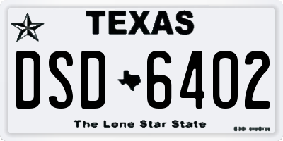 TX license plate DSD6402