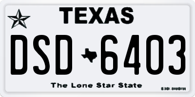 TX license plate DSD6403
