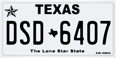 TX license plate DSD6407