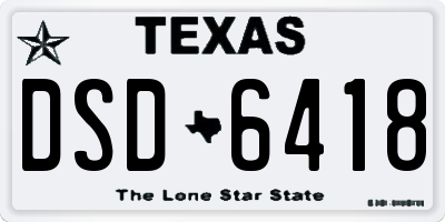 TX license plate DSD6418