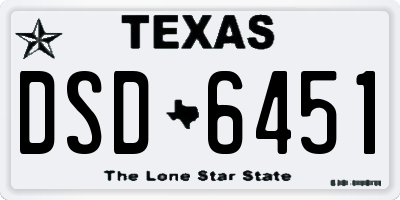 TX license plate DSD6451