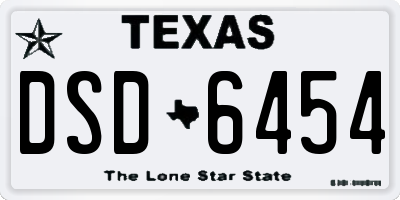 TX license plate DSD6454