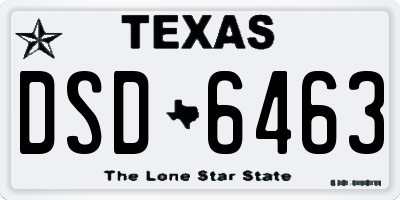 TX license plate DSD6463