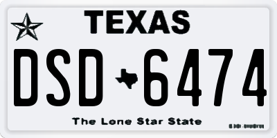 TX license plate DSD6474