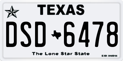 TX license plate DSD6478