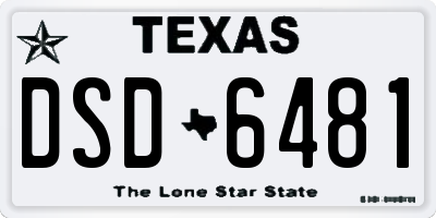 TX license plate DSD6481