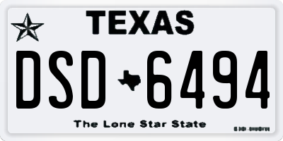 TX license plate DSD6494
