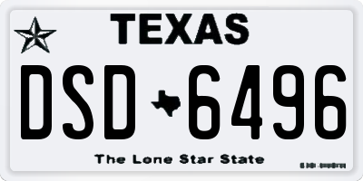 TX license plate DSD6496