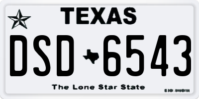 TX license plate DSD6543