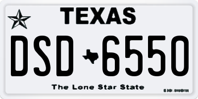 TX license plate DSD6550