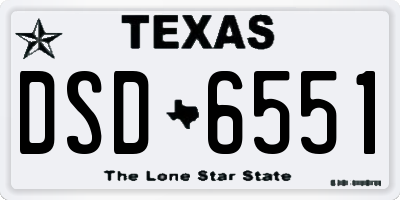 TX license plate DSD6551
