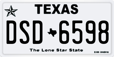 TX license plate DSD6598