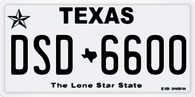 TX license plate DSD6600