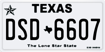 TX license plate DSD6607