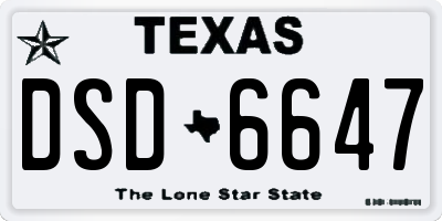 TX license plate DSD6647