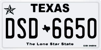 TX license plate DSD6650