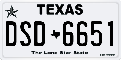 TX license plate DSD6651