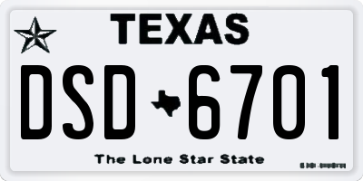 TX license plate DSD6701