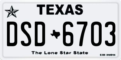 TX license plate DSD6703