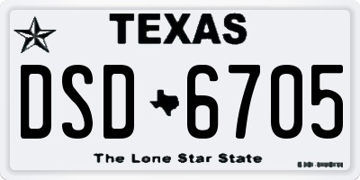 TX license plate DSD6705