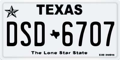 TX license plate DSD6707
