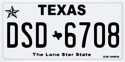 TX license plate DSD6708