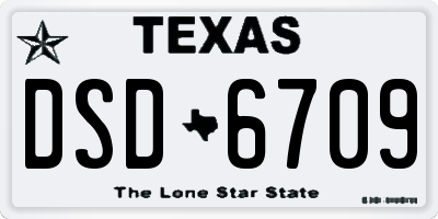 TX license plate DSD6709