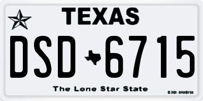 TX license plate DSD6715