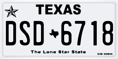 TX license plate DSD6718