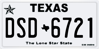 TX license plate DSD6721