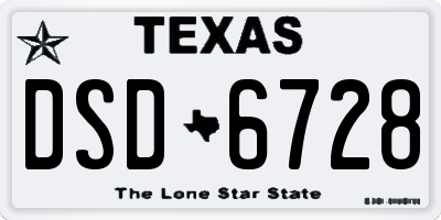 TX license plate DSD6728