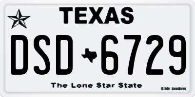 TX license plate DSD6729