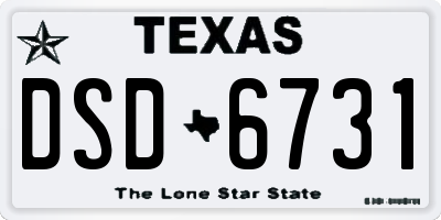 TX license plate DSD6731