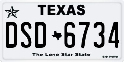 TX license plate DSD6734
